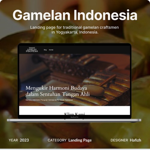 Landing page for local business (gamelan traditional music)