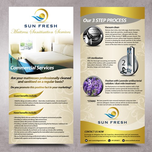 Sunfresh needs a fresh / corporate look for hotel  mattress cleaning