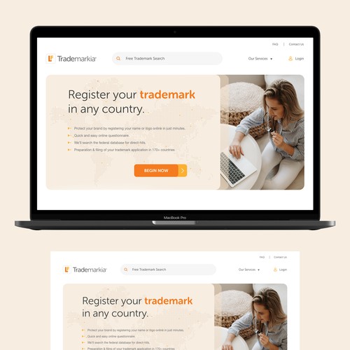 Website design for Trademarkia.com