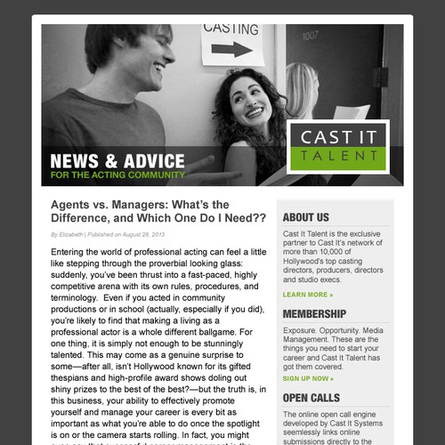 Email Design Template for Casting Agency