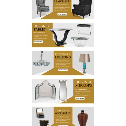 Website banners for Luxury Furniture Website
