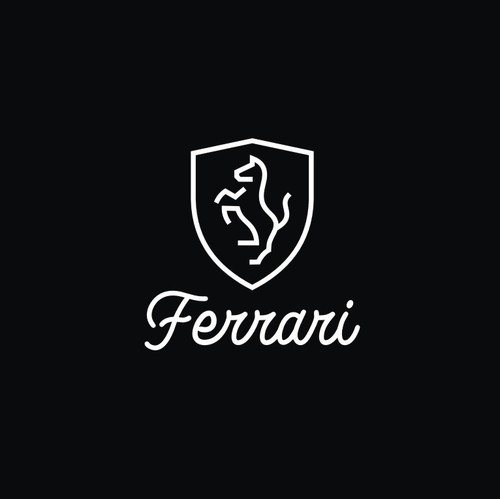 Ferrari Logo Re-Imagined in a sketch Minimalist Style