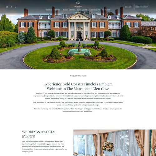 Luxury Hospitality Website for The Mansion at Glen Cove