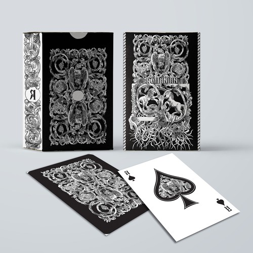 Card deck with Romanian style design