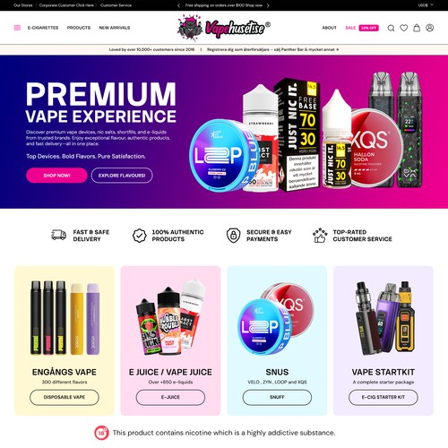 Bold & Premium Vape E-Commerce Homepage