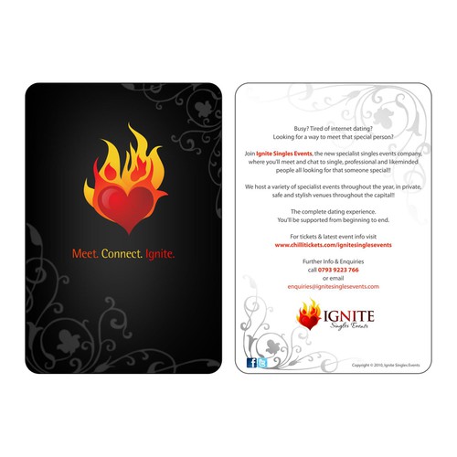 Ignite Singles Events postcard