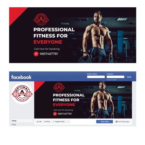 Facebook cover Optimal Athletic by web designer Igor