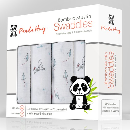 Bamboo swaddles package design for Panda Hug