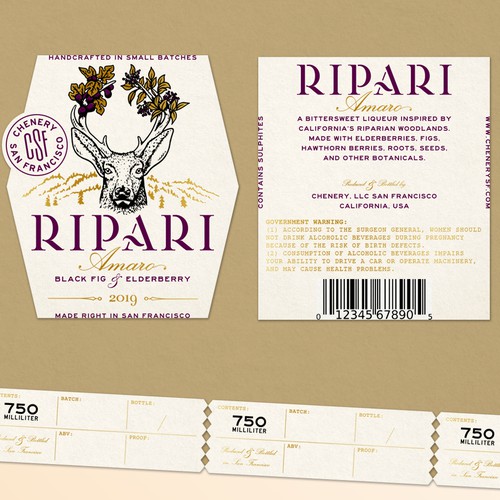 Sophisticated label for an amaro liqueur brand