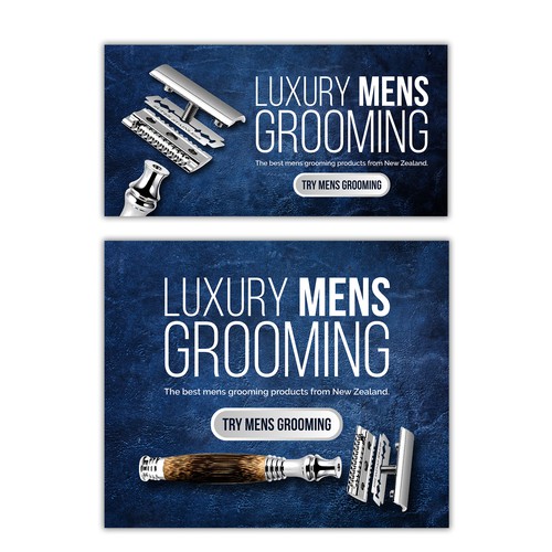 Banner for grooming products for men.