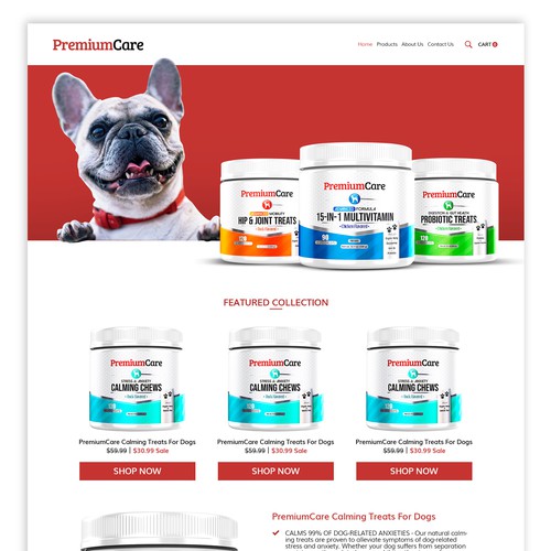 Pets product webpage