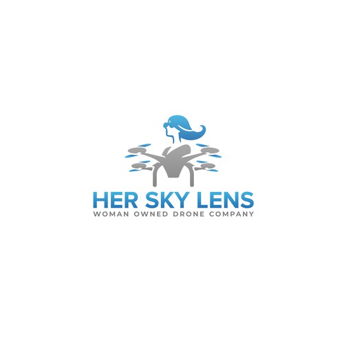 Her Sky Lens Drone logo design