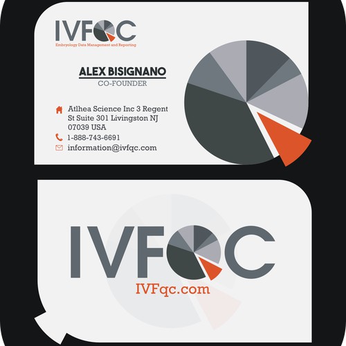 Create a clean, contemporary, business card for our app, IVFqc