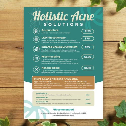 Holistic Acne Solutions Menu
