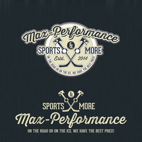 Logo for a HIGH PERFORMANCE sporting goods shop including automotive and hockey!
