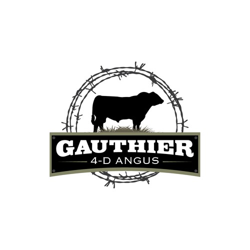 Create a company logo for a small cattle ranch, Gauthier 4-D Angus