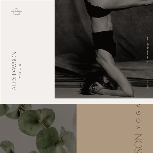 Contemporary spiritual logo and brand color palette for  yoga + wellness brand and subscription platform.