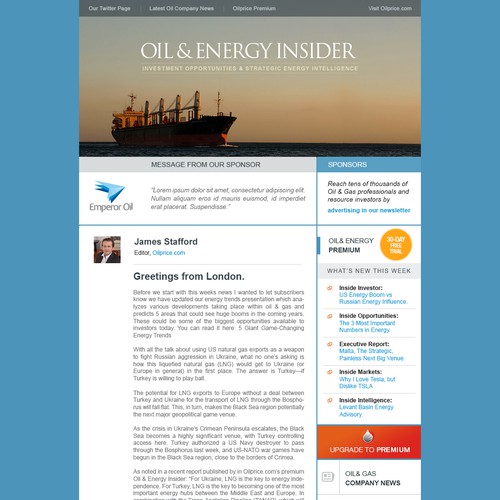 Energy News site e-mail newsletter contest - Read by 50,000 people daily