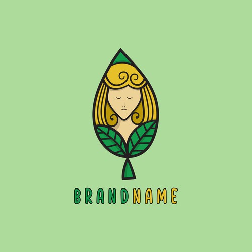 Beauty Logo Vector Leaf-Shaped Women's Natural Beauty Logo