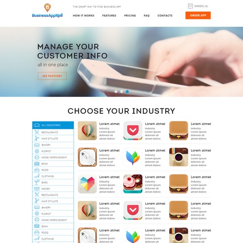 Create a website to promote mobile apps for business owners