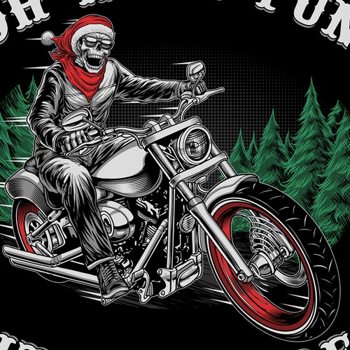 Santa skull riding