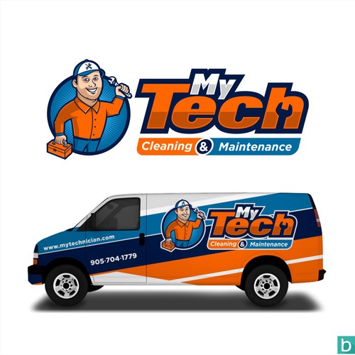 Cleaning Service Logo, Cleaning & maintenance mascot logo - My Tech