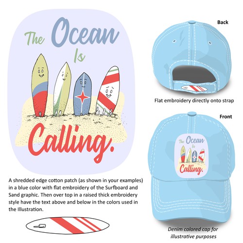 Fun Surfboard Patch for Hat Design