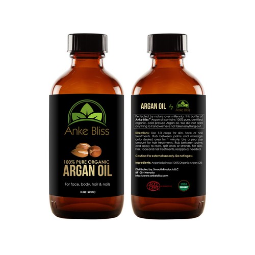 Create an eyecathing label for organic argan oil