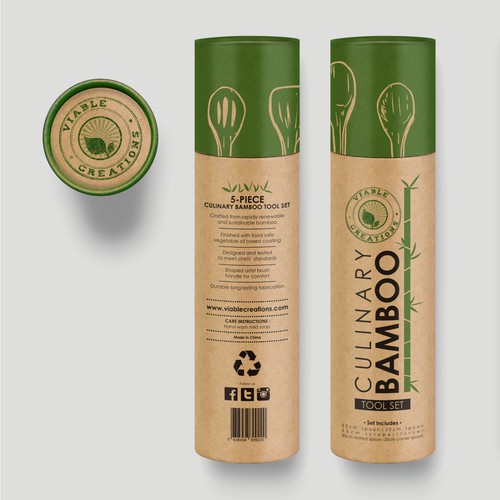 VIABLE CREATIONS - Culinary Bamboo Tool Set Cardboard Tube Packaging Design