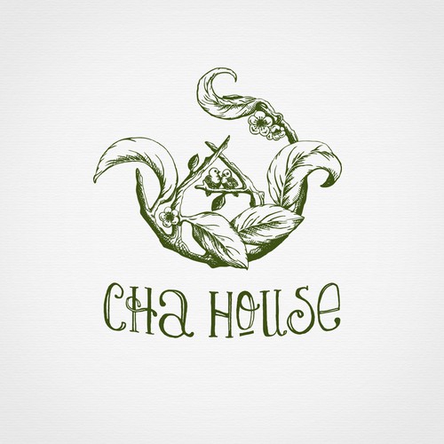 Hand drawn logo for tea house.