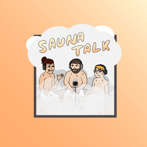 Logo for up-and-coming podcast featuring deep conversations in a sauna!