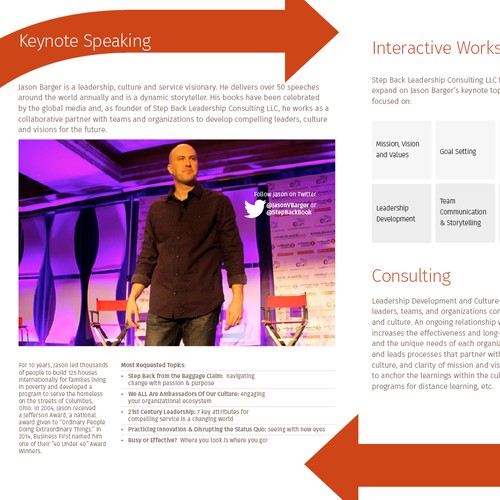 Creative brochure for an author, speaker and leadership consultant