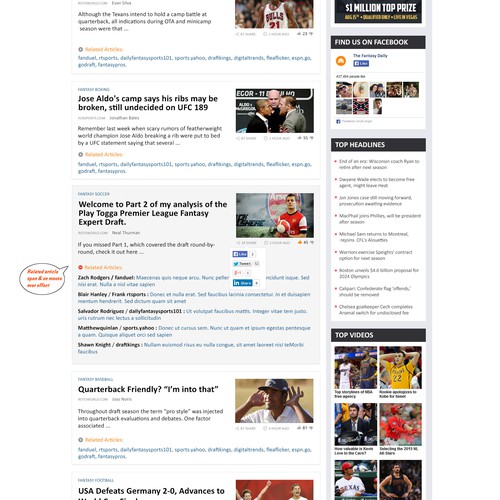 The Fantasy Daily, Curated Sports News website