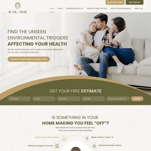 Brand new website design for local healthy home testing business focused on mold in Austin, TX