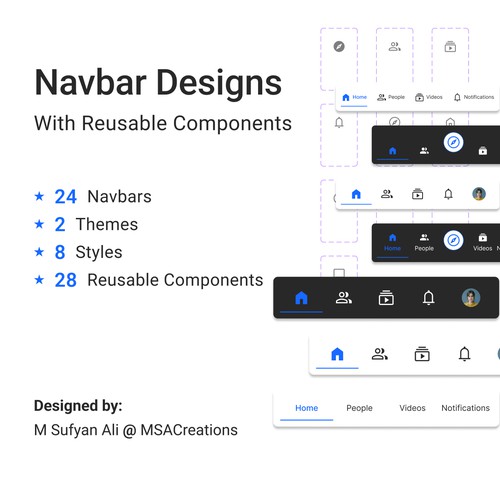 Mobile Navbar Designs - with Reusable Components