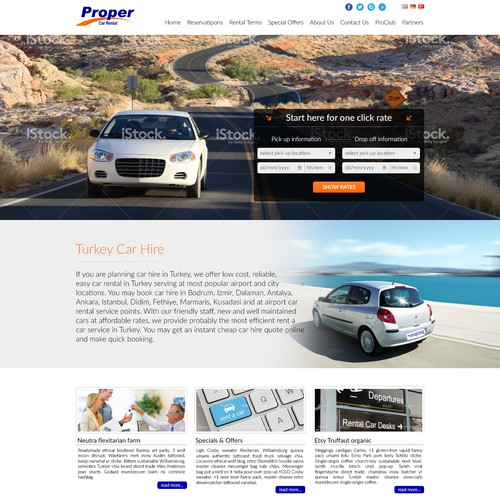 Homepage design for Car rental booking website