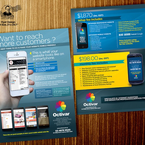 Creation of flyer for mobile website creation