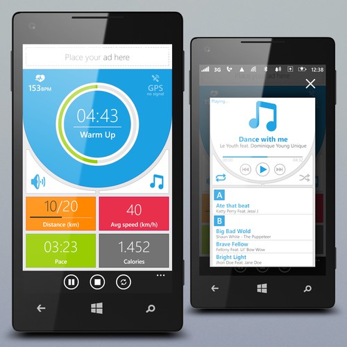 Re-design the UI for a running app on Windows Phone
