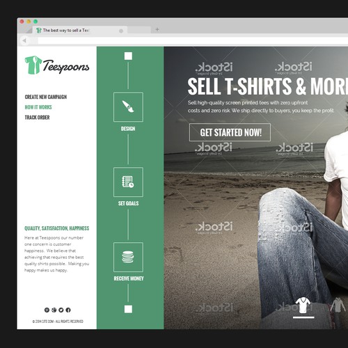 Create the front page of a t-shirt campaign website