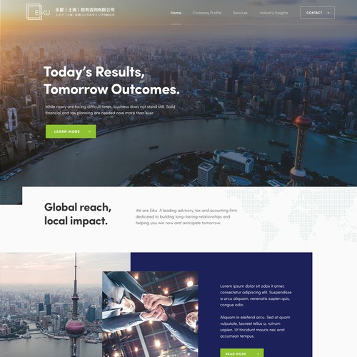 Web design for Eiku Shanghai