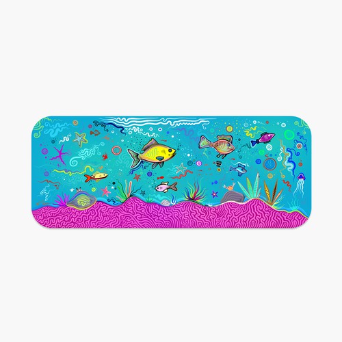 Vibrant And Playful Bath Mat Illustration