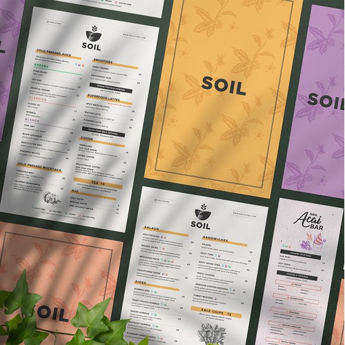 SOIL in-store menu