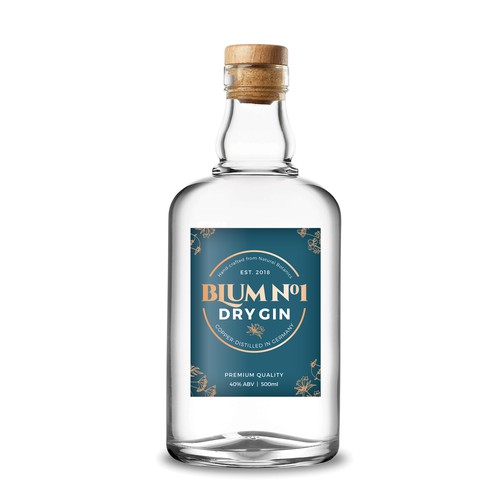 Premium label for BlumNo.1 Dry Gin.