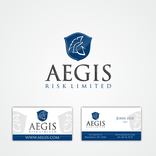 logo and business card for Aegis Risk Limited or Aegis Risk Ltd. 