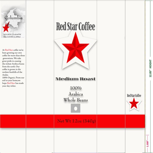 Create the next packaging or label design for Red Star Coffee