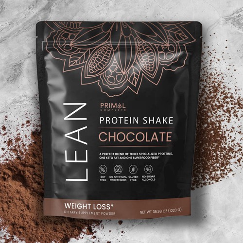 Sophisticated Simplicity: Lean Chocolate Protein Shake Packaging