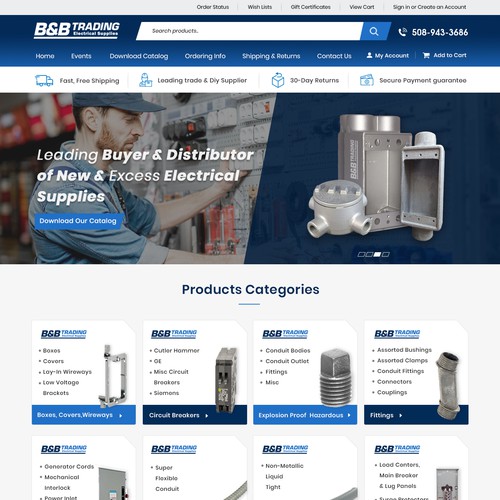 Modern Industrial E-Commerce Design for an Electrical Distributor