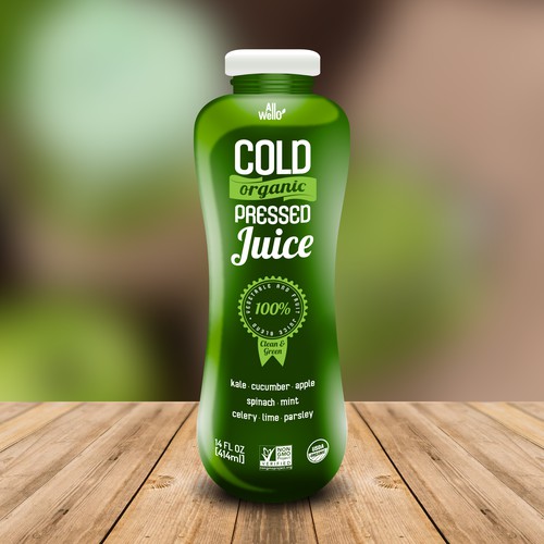 Label design proposal for ''All Wello'' cold organic pressed juice