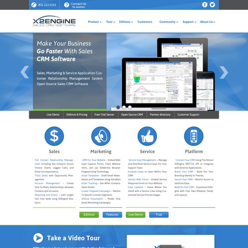 X2Engine.com needs a homepage redesign