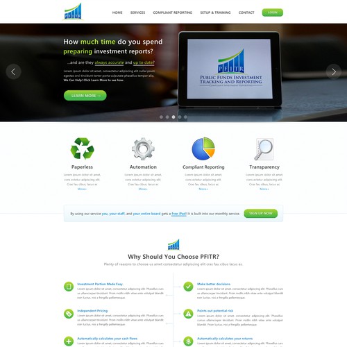 Investment Accounting Web Design for PFITR.   